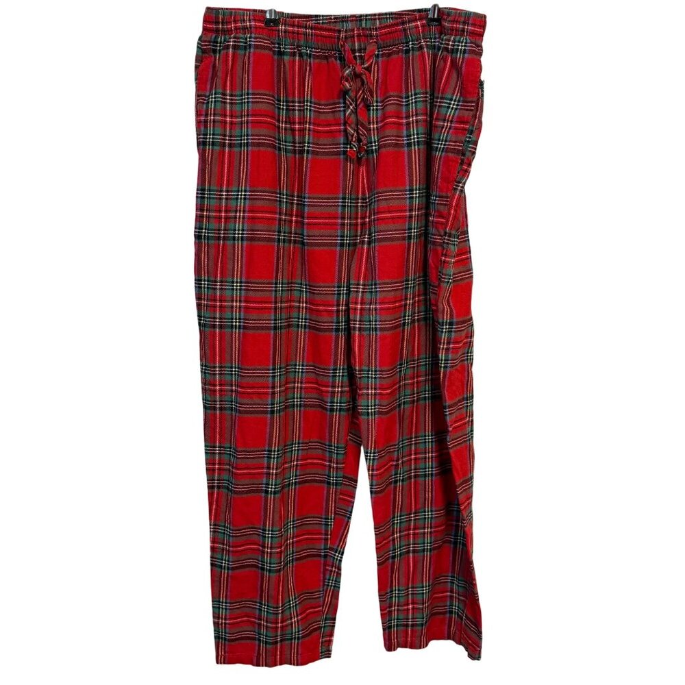 Holiday Lane Mens XL Red Plaid Sleepwear Pants With Drawstring Waist